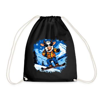 Vaches Snowboard / Vache Snowboardeuse - Sac de sport léger - noir - Devant