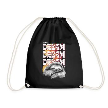 Dreamy Sloth – Dream Dream Dream - Drawstring Bag - black - Front