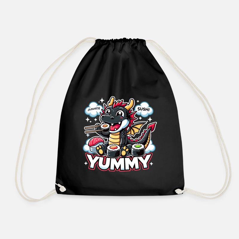 Drache Maki Sushi Yummy Kawaii Geschenk - Turnbeutel - Schwarz