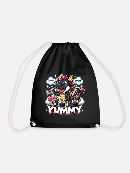 Drache Maki Sushi Yummy Kawaii Geschenk - Turnbeutel - Schwarz