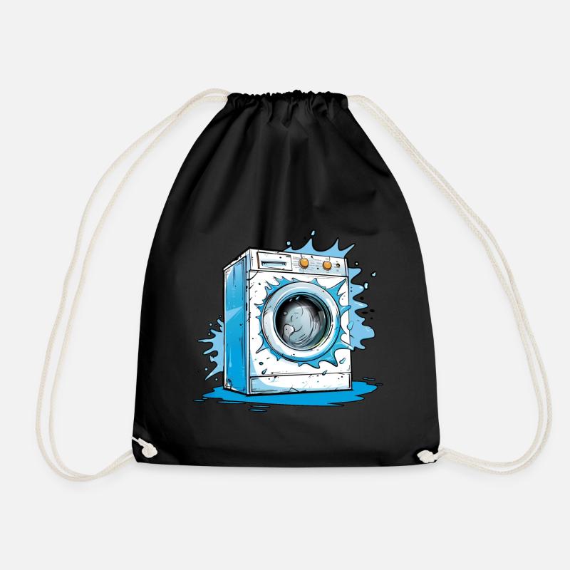 Washing machine - Drawstring Bag - black