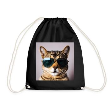Cat with sunglasses - Drawstring Bag - black - Front