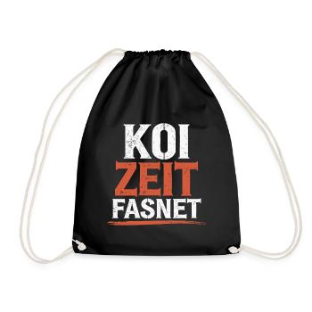 Koi Zeit Fasnet - Karneval Fasching - Turnbeutel - Schwarz - Vorne