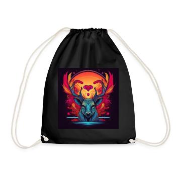 Deer in flowers - Drawstring Bag - black - Front