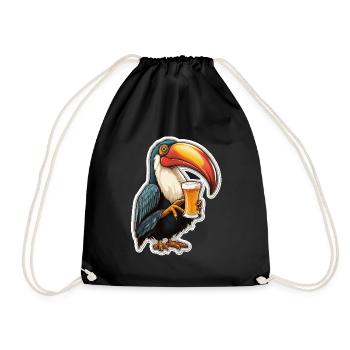 Toucan buvant de la bière Oiseau de fête - Sac de sport léger - noir - Devant