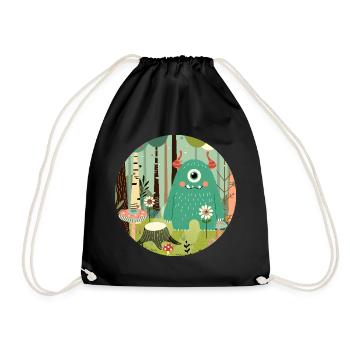 Monstre mignon dans la forêt magique - Sac de sport léger - noir - Devant