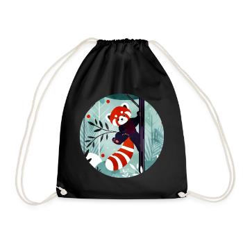 Happy Red Panda in the Jungle - Drawstring Bag - black - Front