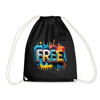 Freei, Free, Freedom - Drawstring Bag - black - Front