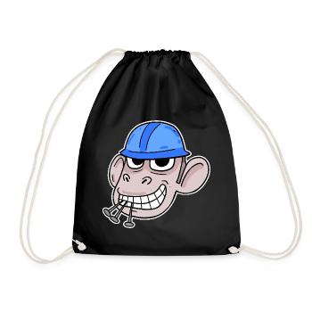 Monkey Construction Site Construction Worker - Drawstring Bag - black - Front