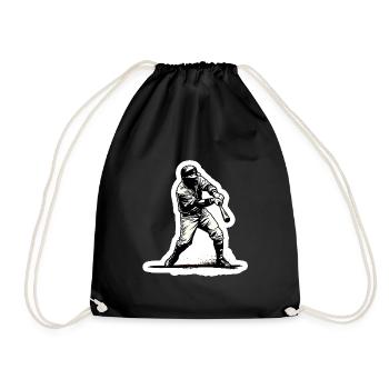 Baseballspieler schwarz weiß - Turnbeutel - Schwarz - Vorne