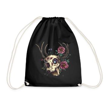 Wendigo Blumen Schädel Wild - Turnbeutel - Schwarz - Vorne