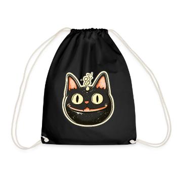 Cat Cauldron Cat Witch Halloween - Drawstring Bag - black - Front