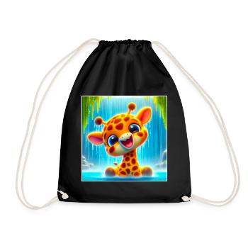 Giraffe - Turnbeutel - Schwarz - Vorne