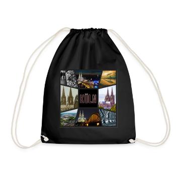 Cologne Skyline City Germany Collage Graffiti - Drawstring Bag - black - Front