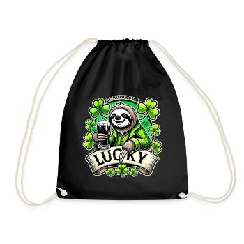 St. Patrick's Day Leprechaun Sloth Happy - Drawstring Bag - black - Front