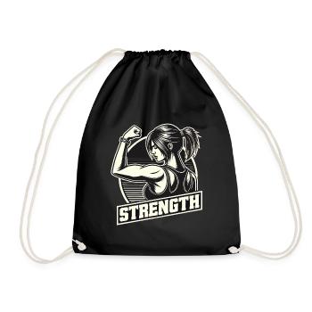 Force femme forte étire le bras sur le cadeau de pouvoir - Sac de sport léger - noir - Devant