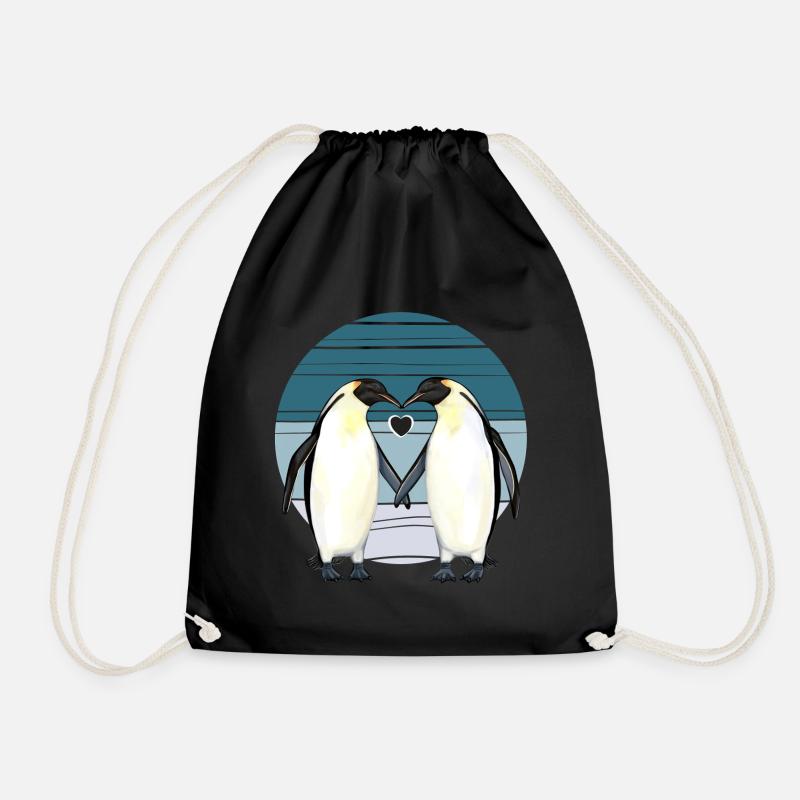 Valentinstag - Pinguin Liebe mit Herz - Turnbeutel - Schwarz