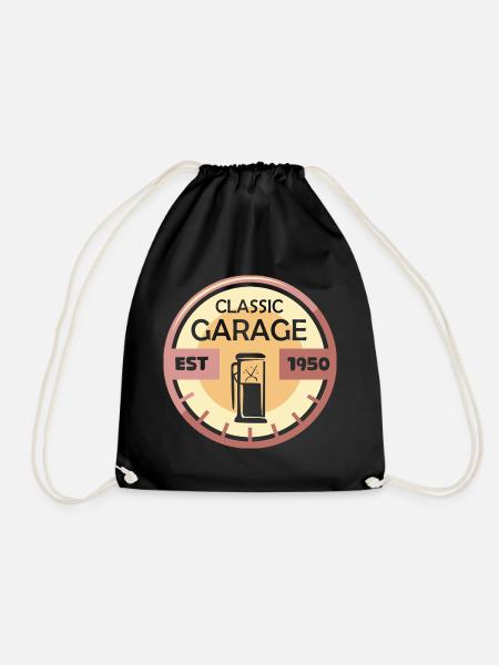Oldtimer Garage retro vintageoutfit Auto Klassiker - Turnbeutel - Schwarz