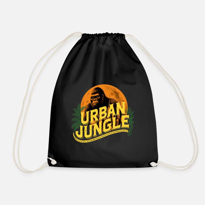 Urban Jungle Logo Color - Drawstring Bag - black