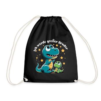 T-Rex Baby Dino Großer Bruder Dinobaby Geschenk - Turnbeutel - Schwarz - Vorne