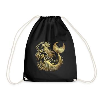 Sirène Sirène Princesse Or Cadeau Doré - Sac de sport léger - noir - Devant