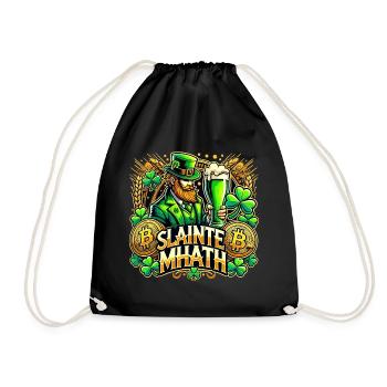 St. Patrick's Day Slainte Mhath Bitcoin Gift - Drawstring Bag - black - Front