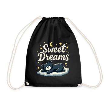 Teddybär Sweet Dreams Offizielles Schlafshirt - Turnbeutel - Schwarz - Vorne