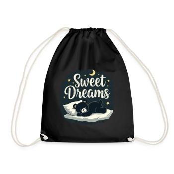 Teddybär Sweet Dreams Offizielles Schlafshirt - Turnbeutel - Schwarz - Vorne