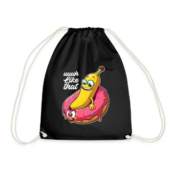 Banane Donut Beziehung Liebe machen Geschenk - Turnbeutel - Schwarz - Vorne