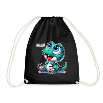 T-Rex Baby Dino Babydino Dinobaby Geschenk - Turnbeutel - Schwarz - Vorne