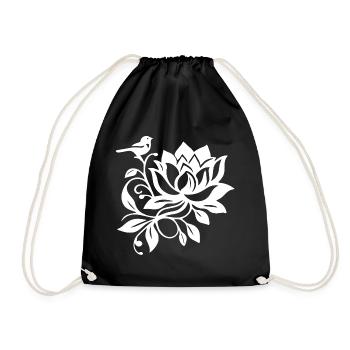 Le lotus blanc et l'oiseau - Sac de sport léger - noir - Devant