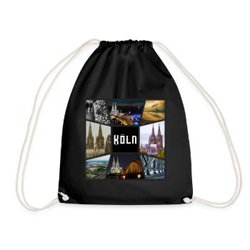 Cologne Skyline City Germany Collage Graffiti - Drawstring Bag - black - Front