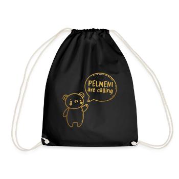Pelmeni rufen süßer Bär Gold Geschenk - Turnbeutel - Schwarz - Vorne