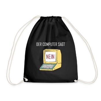 Retro Funny Computer Sagt Nein - Geeky Tech Nerd - Drawstring Bag - black - Front