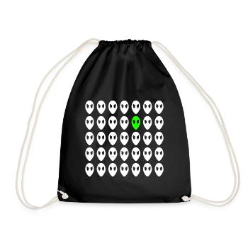 alien face - Drawstring Bag - black - Front