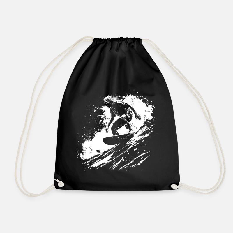 Surfing - Drawstring Bag - black