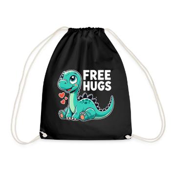 Apatosaurus Dino Baby Gratis Umarmungen Geschenk - Turnbeutel - Schwarz - Vorne