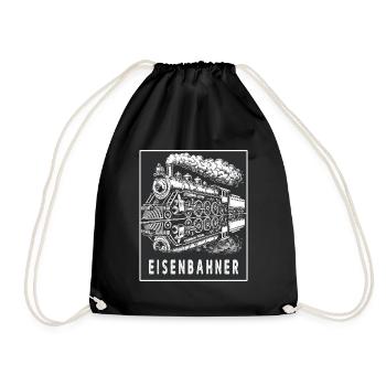 Locomotive à vapeur cheminot Retro - Sac de sport léger - noir - Devant