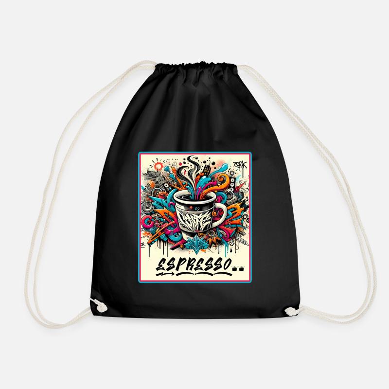 Espresso Graffiti Kaffee Design - Turnbeutel - Schwarz