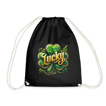 St. Patrick's Day Shamrock Happy Gift - Drawstring Bag - black - Front