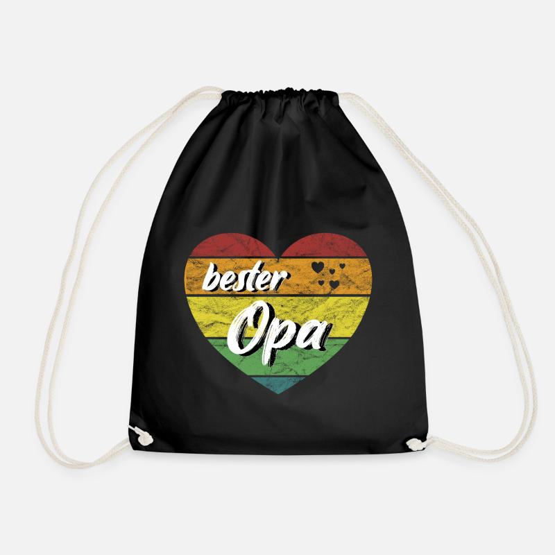 bester Opa Geschenk Herz Lieblingsopa retro - Turnbeutel - Schwarz