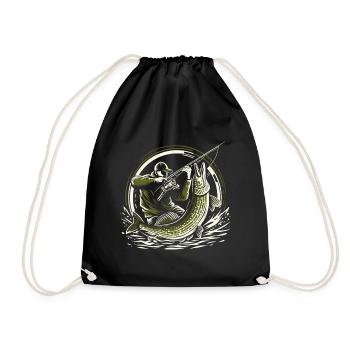 Pêche Pêcheur Brochet Poisson Géant Vert Olive Cadeau - Sac de sport léger - noir - Devant