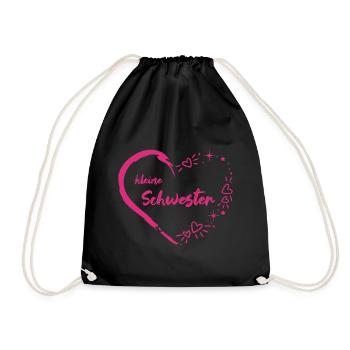 kleine Schwester pink Herz rosa - Turnbeutel - Schwarz - Vorne