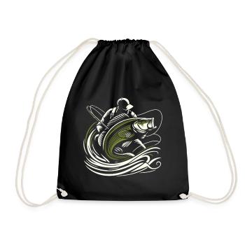 Pêche pêcheur perche poisson géant vert olive cadeau - Sac de sport léger - noir - Devant