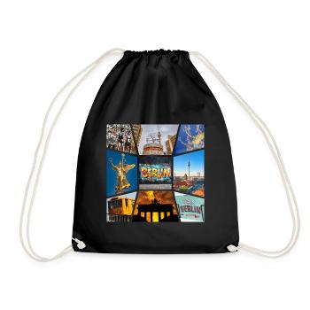 Berlin Skyline ville Allemagne Collage Graffiti - Sac de sport léger - noir - Devant