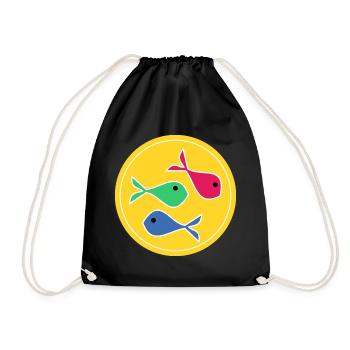 FISH. SARDINE. APRIL FOOL. SEA. OCEAN - Drawstring Bag - black - Front