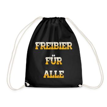 Free Beer for All – Funny Party Design - Drawstring Bag - black - Front