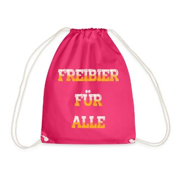 Free Beer for All – Funny Party Design - Drawstring Bag - fuchsia - Front