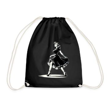 Rockabilly Style Frau Kleid Pumps Retro Geschenk - Turnbeutel - Schwarz - Vorne