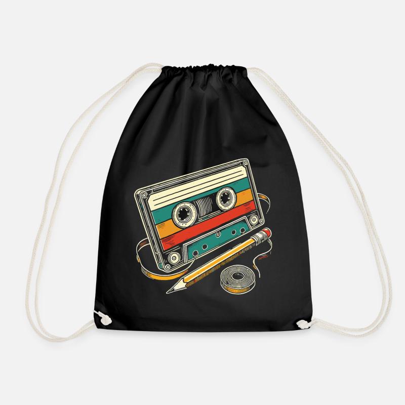 Vintage-Kassette - Turnbeutel - Schwarz